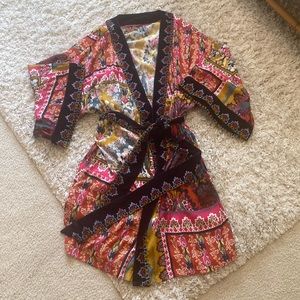 Velvet trim kimono robe coverup
